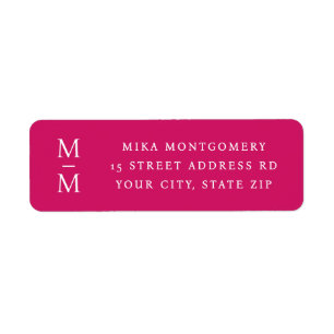 Elegant monogram initials deep rose return address label