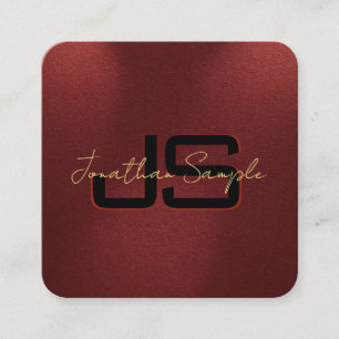 Elegant Monogram Initials Gold Colour Text Square Business Card