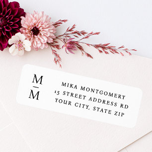 Elegant monogram initials minimal return address label