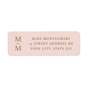 Elegant monogram initials pink return address label