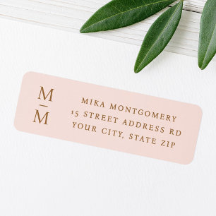 Elegant monogram initials pink return address label