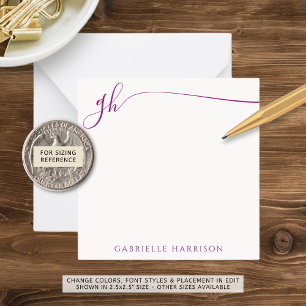 Elegant Monogram Initials Pink Script Card