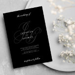 Elegant monogram initials romantic white wedding invitation<br><div class="desc">An elegant,  trendy light grey monogram initials stylish romantic white wedding invitations.</div>