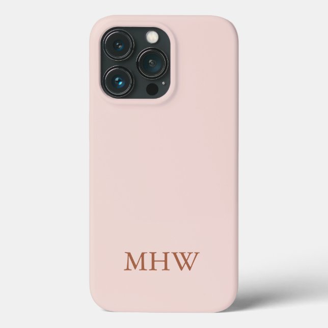 Elegant monogram initials stylish chic blush pink Case-Mate iPhone case (Back)