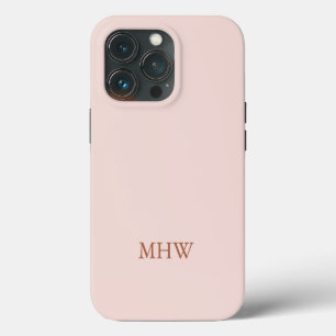 Elegant monogram initials stylish chic blush pink iPhone 13 pro case
