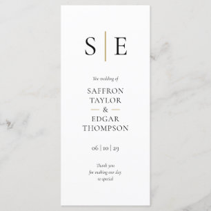 Elegant Monogram Initials Wedding Program