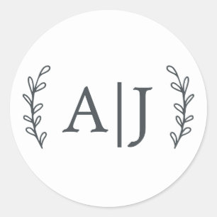 Elegant Monogram Initials Wedding Return Address Classic Round Sticker