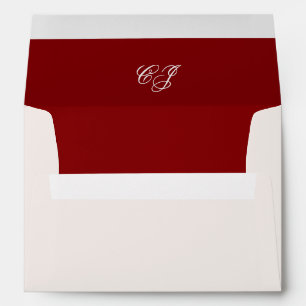 Elegant Monogram Ivory and Burgundy Wedding Envelope