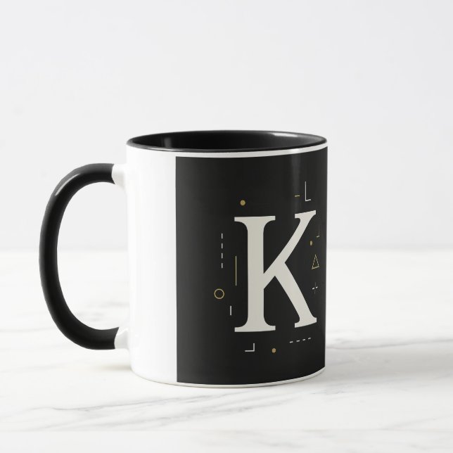 "Elegant Monogram K Mug – Personalised Coffee Cup  (Left)