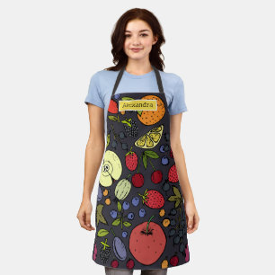 Elegant monogram l Cute colourful fruit pattern Apron