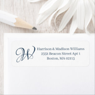 Elegant Monogram lake blue white custom Address Return Address Label