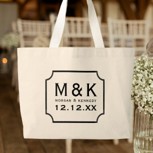 Elegant Monogram Large Wedding Tote Bag