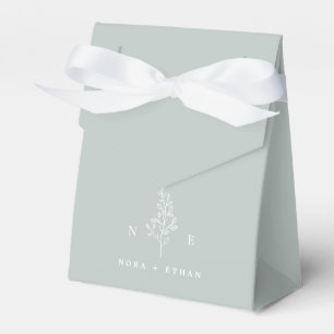 Elegant Monogram Leaf Sage Green Wedding Favour Box