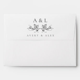 Elegant Monogram Leafy Crest Wedding Crest Envelope