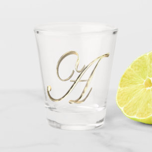 Elegant Monogram Letter A Faux Gold Chic Shot Glass