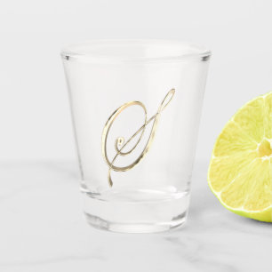 Elegant Monogram Letter S Faux Gold Chic Shot Glass