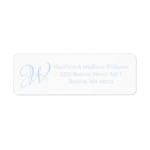 Elegant Monogram light blue custom Return Address Label