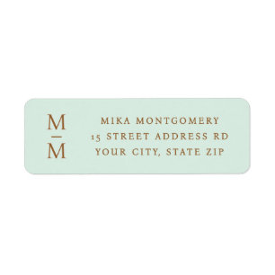 Elegant monogram light mint green return address label