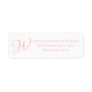 Elegant Monogram light pink custom Return Address Label