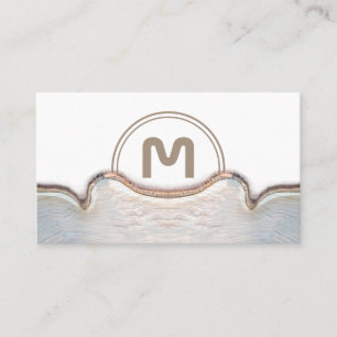 Elegant monogram light wooden carpentry business c card