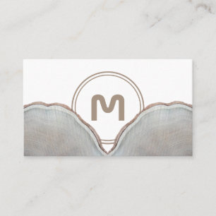 Elegant monogram light wooden carpentry business card