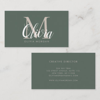 Elegant monogram logo green professional business card