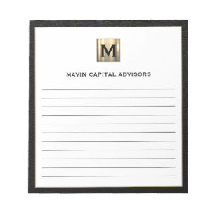 Elegant Monogram Logo Lined Notepad for Business