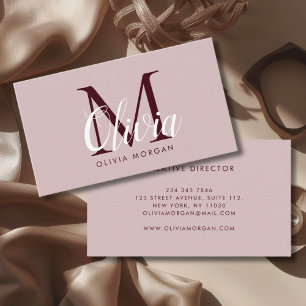 Elegant monogram logo pink professional business card