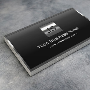 Elegant Monogram Metal Frame Professional Dark Business Card