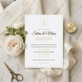 Elegant Monogram Minimal Wedding Invitation