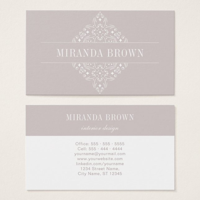 Elegant Monogram Minimalist Beige White Classy (Front & Back)
