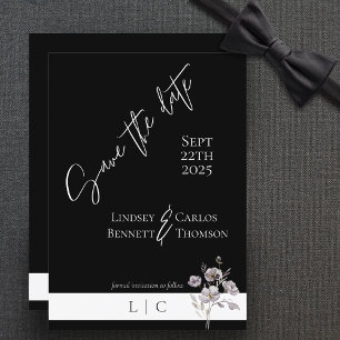 Elegant monogram minimalist black calligraphy  save the date