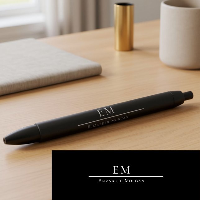 Elegant Monogram Minimalist Black Classy Stylish Ink Pen (Creator Uploaded)