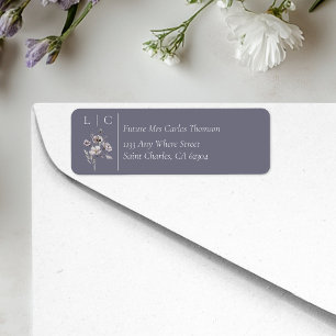 Elegant monogram minimalist gloomy grey RSVP Return Address Label