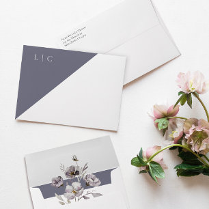Elegant monogram minimalist gloomy grey watercolor envelope