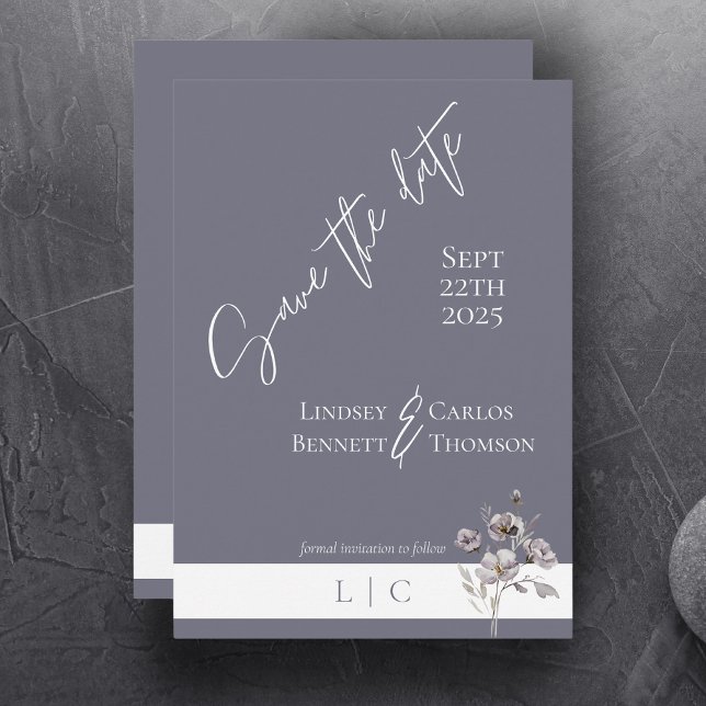 Elegant monogram minimalist grey calligraphy  save the date (Creator Uploaded)