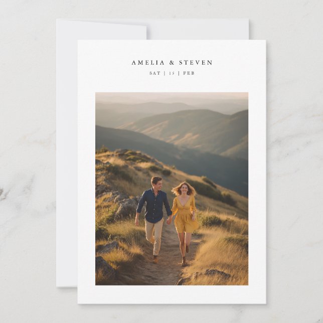 Elegant Monogram Minimalist Photo Wedding Invitation (Front)