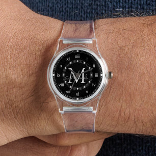 elegant monogram minimalist Silicone Strap Clear  Watch