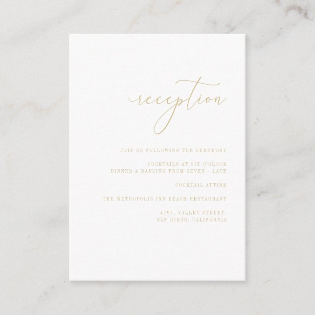 Elegant Monogram Minimalist Wedding Reception Enclosure Card (Front)