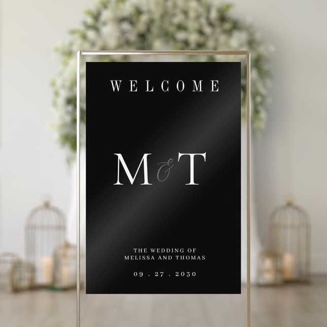 Elegant Monogram Minimalist Wedding Welcome Acrylic Sign (Creator Uploaded)