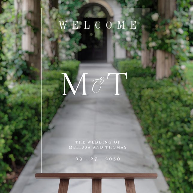 Elegant Monogram Minimalist Wedding Welcome Acrylic Sign (Creator Uploaded)