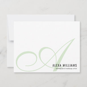 Elegant Monogram Mint Green Simple Business Card