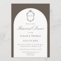 Elegant Monogram Mocha Wedding Rehearsal Dinner