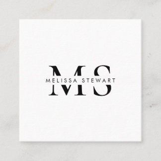 Elegant monogram modern black white professional square business card