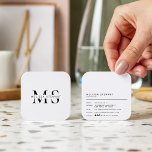 Elegant monogram modern black white rounded square business card<br><div class="desc">Elegant monogram modern black white rounded</div>