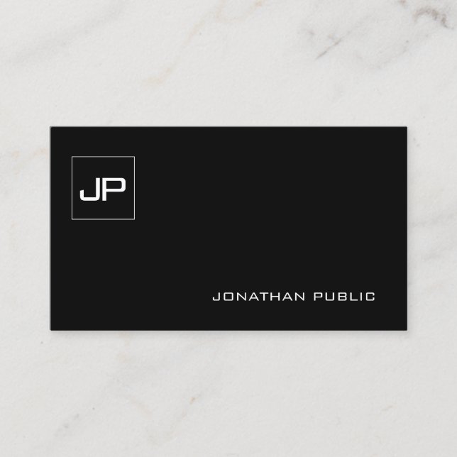 Elegant Monogram Modern Black White Template Cool Business Card (Front)
