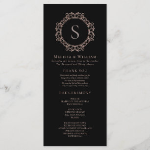 Elegant Monogram Modern Classic Black Wedding Program