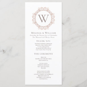 Elegant Monogram Modern Classic Wedding Program