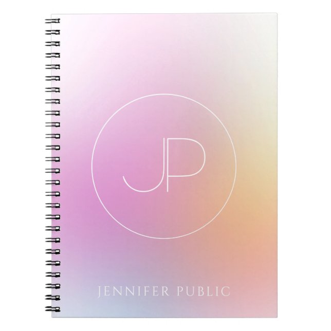 Elegant Monogram Modern Colourful Template Notebook (Front)