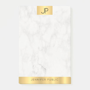 Elegant Monogram Modern Gold And Marble Plain Post-it Notes